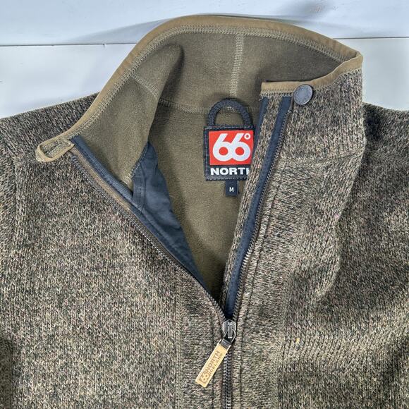 66 North Iceland Full Zip Gola Jacket Women’s M Wool Blend Brown Mock Neck - Picture 5 of 9